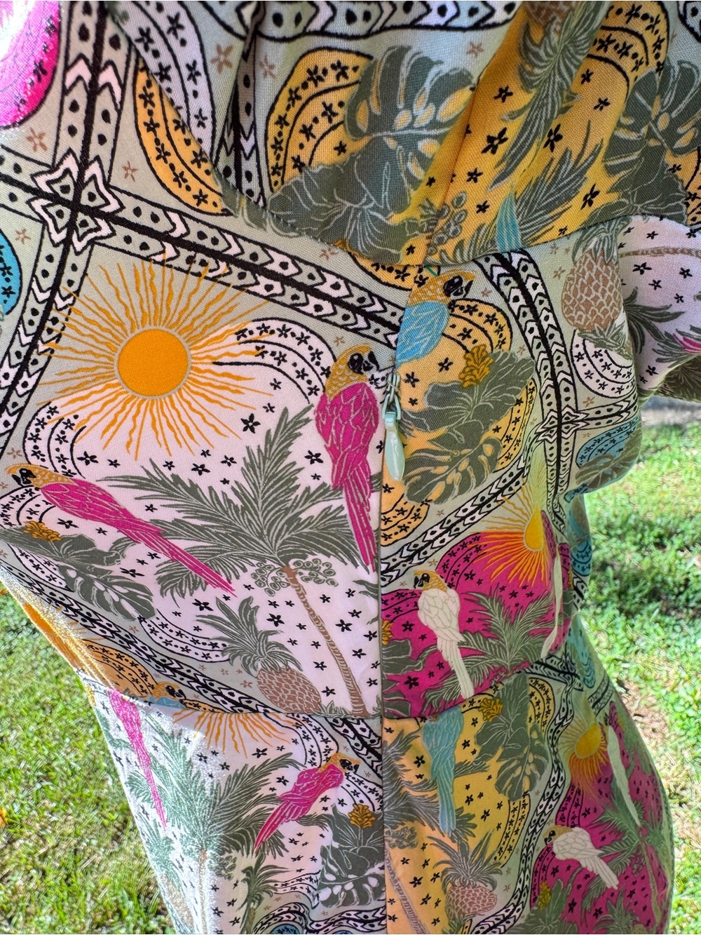 LOFT Floral Puff Sleeve V-Neck Swing Midi Dress Size 4 Vacation Resort Cruise - Picture 17 of 17